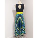 Eliza J Women's Black Multicolor Scarf Print Crêpe de Chine Maxi Dress Size 4 Photo 3