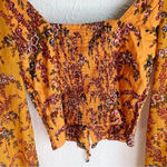 Urban Outfitters  Topanga Button Front Cropped Blouse Orange Floral Sz XS Photo 4