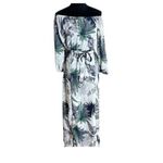 Sans Souci Boho Tropical Palm Print Off Shoulder Maxi Dress 3/4 Sleeve Tie Elastic Waist M Photo 1