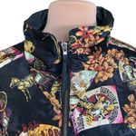 Vintage 90s Sport Jacket Black Yellow Zip Front Windbreaker Floral Equestrian Black Size undefined Photo 1