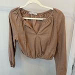 Abercrombie & Fitch Abercrombie x Tia Booth Tan Linen Blouse Photo 1