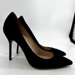Manolo Blahnik BB 70 Pumps Suede Pointed Toe Stiletto High Heel Slip On Navy 10 Photo 2