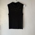 Bestow Wear Y2k Womens Small Beaded Knit‎ Silk Blend Sleeveless Top Pullover Black Photo 4