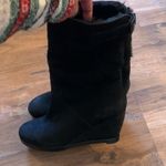 Eileen Fisher  Womens Shearling Fur  Black Wedge Heel Boots Suede Size 8 Photo 10