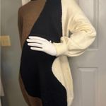 SheIn Women's Mock Neck Abstract Colorblock Knit Sweater Dress. Photo 1