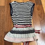 Forever 21 | Striped Sleeveless Knit Top with Belt Navy Red Cream Medium Photo 4
