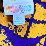 LuLaRoe Cassie Modest Artsy Abstract Pattern Knee Length Blue Yellow Skirt 2XL Photo 2