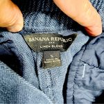 Banana Republic  Linen Blend Wide Leg Cropped Pants Blue Herringbone Size Small Photo 5
