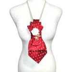 “Dainty Dapper Red Polka Dot Necktie necklace with White Rose Accent Photo 1