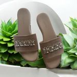 Karl Lagerfeld  Paris Women's BijouTan Slide Sandals Rhinestone suede Wore Once Photo 1