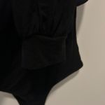 Lulus  Black‎ Bodysuit Long Sleeve V-Neck Puff Sleeve Made in USA Size M Photo 4