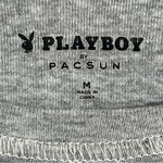 PacSun Playboy by Women's Medium Gray Crop Top Long Sleeve Lettuce Hem Photo 3