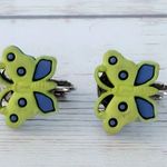 Green & Blue Butterfly Clip On Earrings Photo 1