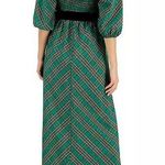 INC International Concepts Green Red Metallic Plaid Belted Midi Dress Small Photo 8