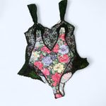 Vintage 90s Henson Kickernick Women’s L‎ Bodysuit Floral Black Lace Lingerie Red Size L Photo 0