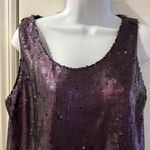 DKNY NWT  Womens Sleeveless Sequin Split-Back Top Purple Size S Photo 3