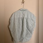 Madewell  Central Button Down Boxy Top Shirt Size Medium Striped Mint‎ White Photo 6