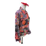 Chico's  Jacket Shirt Shacket Women's Size 1 Medium Linen Silk Multicolored Funky Photo 1
