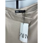 ZARA  Woman SS23 Tan Satin Effect Blend Drape Pareo Wide Leg Pants Ecru‎ Size L Photo 8