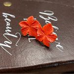 Red Maple Leaf Stud Earrings | Fall Autumn Leaf Jewelry Photo 4