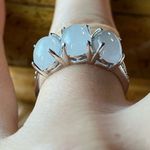Natural Jade Sterling Silver Ring Trilogy Ring Size 6 Photo 1