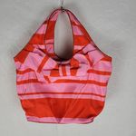 Kate Spade Womens Bow Bag Red Pink Striped Ribbon Nylon Tote Handbag Purse Photo 0