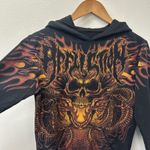 Affliction  Eclectic Storm Graphic Hoodie Skull & Flames Black Size S Photo 2
