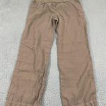 Stem Linen Wide Leg Pants Women L Tan Elastic Waist Coastal Beach Brown Size L Photo 0