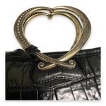 Brighton  Black‎ Corazon Handbag Purse Heart Handles Leather Croc Embossed Photo 2