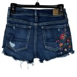 American Eagle SZ 2 Hi-Rise Shortie Jean Shorts Floral Embroidered Distressed Photo 4