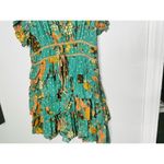 Ulla Johnson Marni Green Floral Ruffle Sleeves Tie Hourglass Mini Dress Size 14 Photo 8