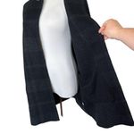 Eileen Fisher Plaid Merino Wool Open Front Long Jacket Cardigan Grey Black Small Photo 5