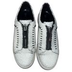 Frye Women's Lena Rebel Leather Zip White Crackled Low Top Sneaker Size 10M Photo 0
