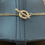 Vintage Two Tone Flower Rhinestone Pendant with gold tone double strand necklace Silver Photo 3