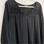 EXPRESS  Crochet Lace Inset Mini Dress Tunic Cover Up Medium Black Boho Bohemian Photo 2