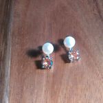 Simulated Champagne Diamond and Freshwater Pearl Sterling Silver Earrings Photo 0