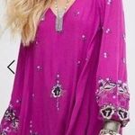 Free People Purple Oxford Embroidered Long Sleeve Mini Dress Size M Photo 0
