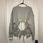 Anthropologie EVIDNT Size Large Gray Open Cropped Back Tie Sweatshirt Photo 8