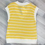 ZARA  Rustic Striped V-neck Sleeveless Tunic Sweater Vest Yellow Cream Small Photo 7