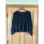 Nation LTD. Kiera Black Velvet Lantern Puff Sleeve Slouchy Crewneck Top sz Small Photo 2