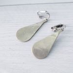 Vintage Clip On Earrings Cream Enamel & Inlayed Abalone Alpaca Mexico Photo 11