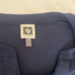 Anne Klein Blue Short Sleeve Blouse with Mandarin Collar Photo 2