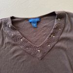 Karen Scott Y2K V-Neck Embellished Tee Photo 4