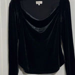 Bohme  Black Velvet Top XL Draped Cowl Square Neck Long Sleeve Dark Romance Photo 0