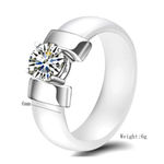 Boutique NEW Women’s 1Ct Solitaire Simulated Diamond White Silver Ceramic Ring Size‎ 6 Photo 8