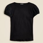 J.Crew  vintage ribbed tshirt w/‎ cotton poplin puff sleeves Photo 0
