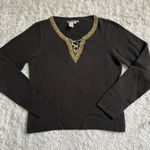 Vintage Isabella Bird Medium Merino Angora Cashmere Beaded Brown Sweater Green Photo 1
