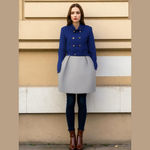 Black Rivet Blue Pea Coat / lined jacket / coat / pea coat / belted coat Photo 1