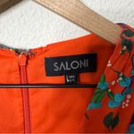 Saloni Eve Mini Dress Tangerine Sweetpeas Chiffon Viscose Smock V Neck Size 0 Orange Photo 10