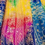 NWT Rainbow multicolor embroidered and sequin sari Red Photo 4